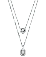 Michael Kors Sterling Silver Halo Double Layer Necklace