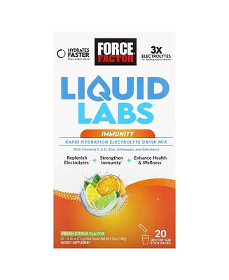 Force Factor Liquid Labs Immunity Rapid Hydration Electrolyte Drink Mix Fresh Citrus 20