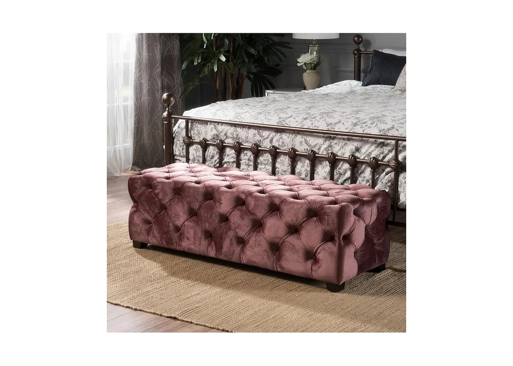 Simplie Fun Modern Glam Velvet Ottoman: Diamond-Stitched Comfort And Style