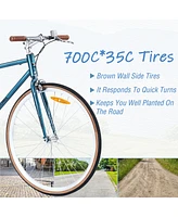 Simplie Fun Single Speed Retro style 700C Road Bike For men women's City Bicycle, Steel Frame