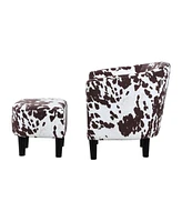 Convenience Concepts 26.25" Faux Cowhide Churchill Accent Chair with Ottoman