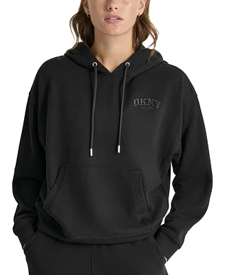 Dkny Women's Varsity Embroidered-Logo Pocket Hoodie