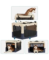 Simplie Fun Dog Crates for Dogs, Adjustable Fabric Cover by Spiral Iron Pipe, Strengthen Sewing Dog Travel Crate 3 Door Design