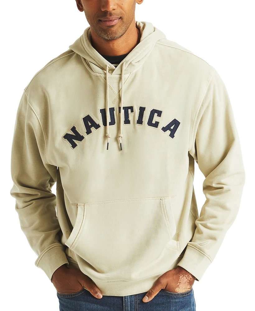 Nautica Men's Relaxed Fit Garment Dyed Terry Logo Hoodie