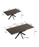 Simplie Fun Extendable Dining Table Table Set for 6-8 Person for Dining Room