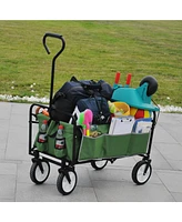 Simplie Fun Folding Wagon Garden Shopping Beach Cart (Green)