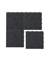 Simplie Fun 12 x 12 Inch Black Interlocking Deck Tiles Plastic Waterproof Outdoor All Weather Anti