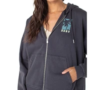 Roxy Juniors' Lineup Fleece Logo Oversized Zip Hoodie