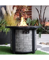 Simplie Fun Outdoor Propane Fire Pit, Square Stonecrest Gas Fire Pit for Outside Patio, Concrete Propane Fire Table 50,000 Btu Gas Fire Pit w Lava Roc