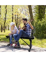 Simplie Fun 4 ft. Outdoor Steel Bench with Backrest in Black