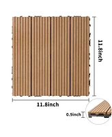 Wood Plastic Composite Deck Tiles Set of 20, Sustainable Fsc Composite Decking Resist Rust, Water, Weather, Easy to Diy & Maintain, Ideal for Patios