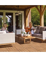 Streamdale Furniture Wood Plastic Composite Deck Tiles Set of 20, Sustainable Fsc Composite Decking Resist Rust, Water, Weather