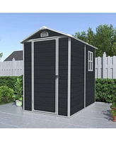 4x6ft Resin Outdoor Storage Shed Kit-Perfect to Store Patio Furniture, Black