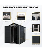4x6ft Resin Outdoor Storage Shed Kit-Perfect to Store Patio Furniture, Black