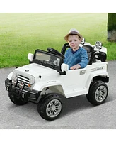 Streamdale Furniture Kids Ride-on Car, Off-Road Truck with MP3 Connection, Working Horn, Steering Wheel, and Remote Control, 12V Motor, White