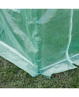 Streamdale Furniture 9.8' x 6.6' x 6.6' Plastic Greenhouse Cover Replacement, Heavy Duty Waterproof Tarp for Hoop House, Sheeting with 6 Windows, Door