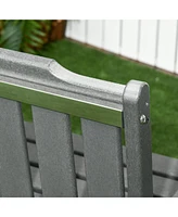 Outdoor Bench, 2-Person Park Style Garden Bench with All-Weather Hdpe, 704 lbs. Weight Capacity Porch Bench with Slatted Back & Armrests, Dark Gray