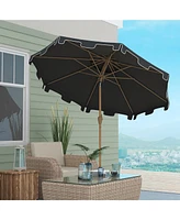 Streamdale Furniture 9' Patio Umbrella with Push Button Tilt and Crank, Double Top Ruffled Outdoor Market Table Umbrella with 8 Ribs, for Garden, Deck