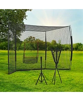 Streamdale Furniture 17' x 5.5' Baseball Net with Strike Zone, Tee, Caddy, and Carry Bag for Pitching and Hitting, Portable Extra Large Softball and B