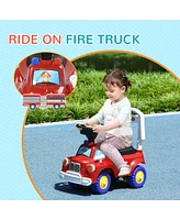 Toddler Ride on Toy, Baby Ride on Fire Truck with Music, Horn, Under Seat Storage, Foot to Floor Car for Kids 18-36 Months, Red