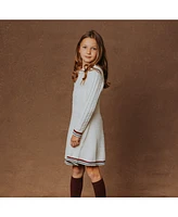 Hope & Henry Little Girls Organic Long Sleeve Schoolgirl Cable Sweater Dress