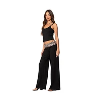 Edikted Women's Leopard Fold Over Pants