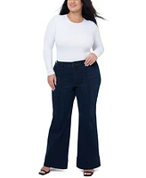 Seven7 Plus Pintuck High Rise Wide Leg Jeans