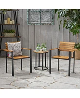 Simplie Fun Laris Wood And Metal Outdoor Dining Chair Set: Modern Industrial Style For Elevated Outdoor Dining