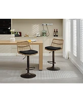 Simplie Fun Set of 2 Rattan Bar Stool, 360 Swivel Bar Chair, Counter Height Chair with Footrest for Kitchen, Dining Room