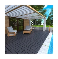 Streamdale Furniture H Style 12" Patio Deck Tiles, Diy Module Interlocking Decking Tiles Floor Tile