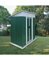 Simplie Fun 5X3 Feet Small Mini Outdoor Storage Sheds Pent Roof Green With Aluminum Alloy Frame And Sliding Door