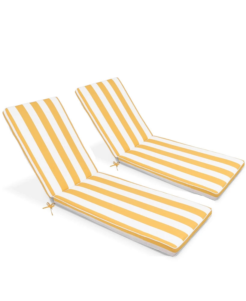 Streamdale Furniture 2PCS Set Outdoor Lounge Chair Cushion Replacement Patio Funiture Seat Cushion Chaise Lounge Cushion-yellow/white