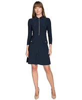 Tommy Hilfiger Women's Zip-Front Fit & Flare Dress