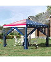 Simplie Fun 10' x 10' Pop Up Canopy Tent with Netting, Instant Gazebo, Ez up Screen House Room with Carry Bag, Height Adjustable, for Outdoor, Garden,