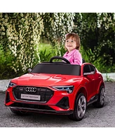 Simplie Fun 12V Kids Electric Ride On Audi E-tron Car, Battery Powered Toy wIth Parent Remote Control, Safety Belt, Led Lights, Music and Horn, Red