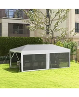10' x 20' Party Tent, Outdoor Wedding Canopy & Gazebo with 6 Removable Sidewalls, Shade Shelter for Events, BBQs, White