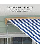 13' x 10' Electric Awning with Led Lights, Retractable Awning, UV40+ Sun Shade Shelter with Remote Controller and Crank Handle for Deck, Balcony, Yard