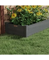 8x2ft Wooden Raised Garden Bed Kit, Elevated Planter with 2 Boxes, Self Draining Bottom and Liner, Patio to Grow Vegetables, Herbs, and Flowers, Gray