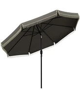 Streamdale Furniture 9ft Patio Umbrella with Push Button Tilt and Crank, Ruffled Outdoor Market Table Umbrella with Tassles and 8 Ribs, for Garden, De