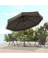 Streamdale Furniture 9ft Patio Umbrella with Push Button Tilt and Crank, Ruffled Outdoor Market Table Umbrella with Tassles and 8 Ribs, for Garden, De