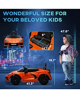 Streamdale Furniture Electric Car for Kids, 12V Chevrolet Corvette Licensed Kids Car with Parental Remote Control, Suspension System, Music, Horn, Hea