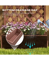 Raised Garden Bed with Trellis Lattice, Wood Planter Box with Self Draining Gap, Freestanding Trellis Planter for Climbing Plants, Vines, Flowers, 29.