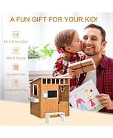 Streamdale Furniture Wooden Playhouse for Kids Outdoor with Working Door, Windows, Mailbox, Bench, Flowers Pot Holder, 48" x 42.5" x 53"
