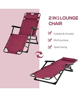 Simplie Fun Folding Chaise Lounge Chair for Outside, 2-in