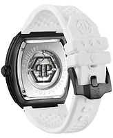 Philipp Plein Men's Automatic Skeleton Sport Master White Silicone Strap Watch 44mm