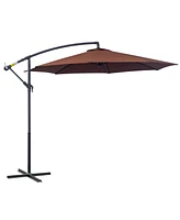 Simplie Fun 10' Cantilever Hanging Tilt Offset Patio Umbrella with Uv & Water Fighting Material and a Sturdy Stand, Brown