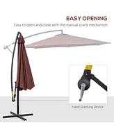 Simplie Fun 10' Cantilever Hanging Tilt Offset Patio Umbrella with Uv & Water Fighting Material and a Sturdy Stand, Brown