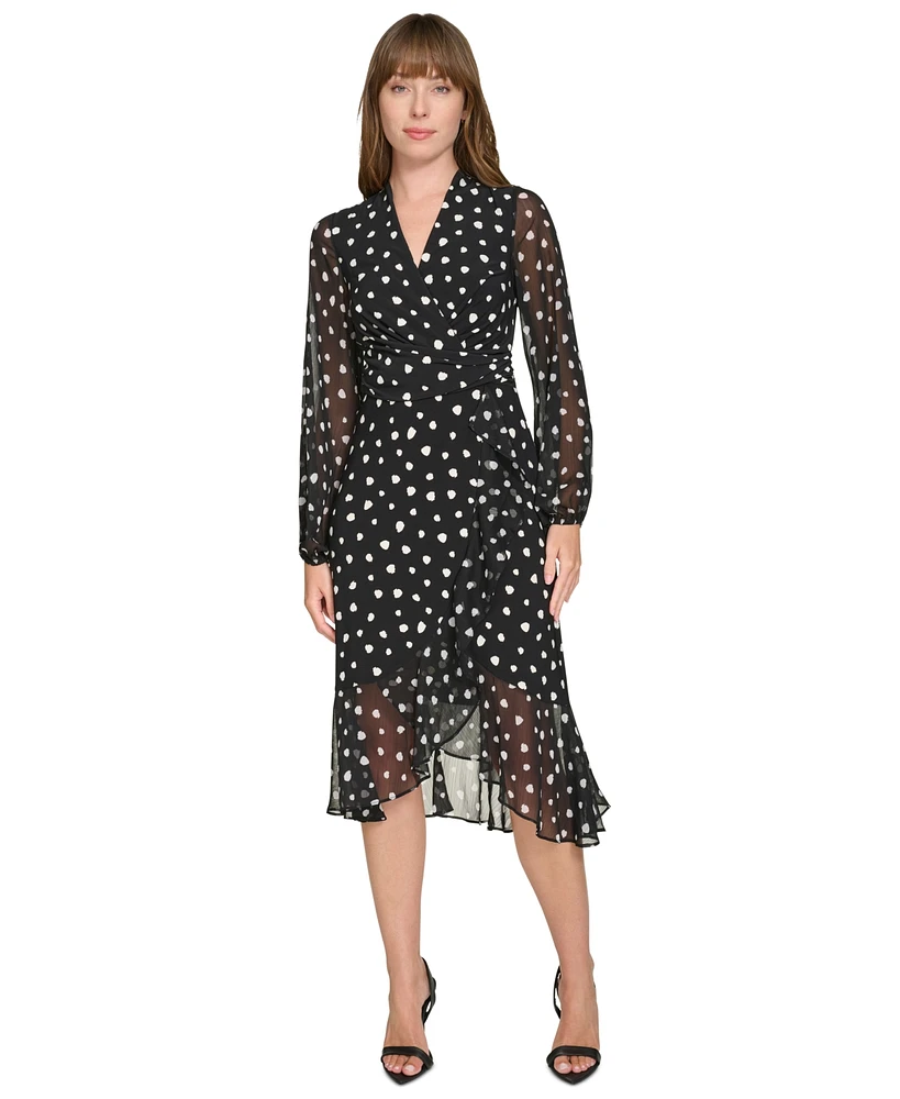 Tommy Hilfiger Women's Dot-Print Faux-Wrap Dress