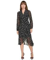 Tommy Hilfiger Women's Dot-Print Faux-Wrap Dress