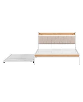 Slickblue Queen Size Metal Platform Bed Frame with Twin Size Trundle Versatile Space-Saving Solution